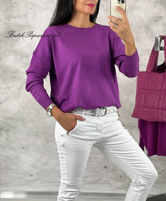 SWETER CLASSIC BASIC ITALY FIOLET